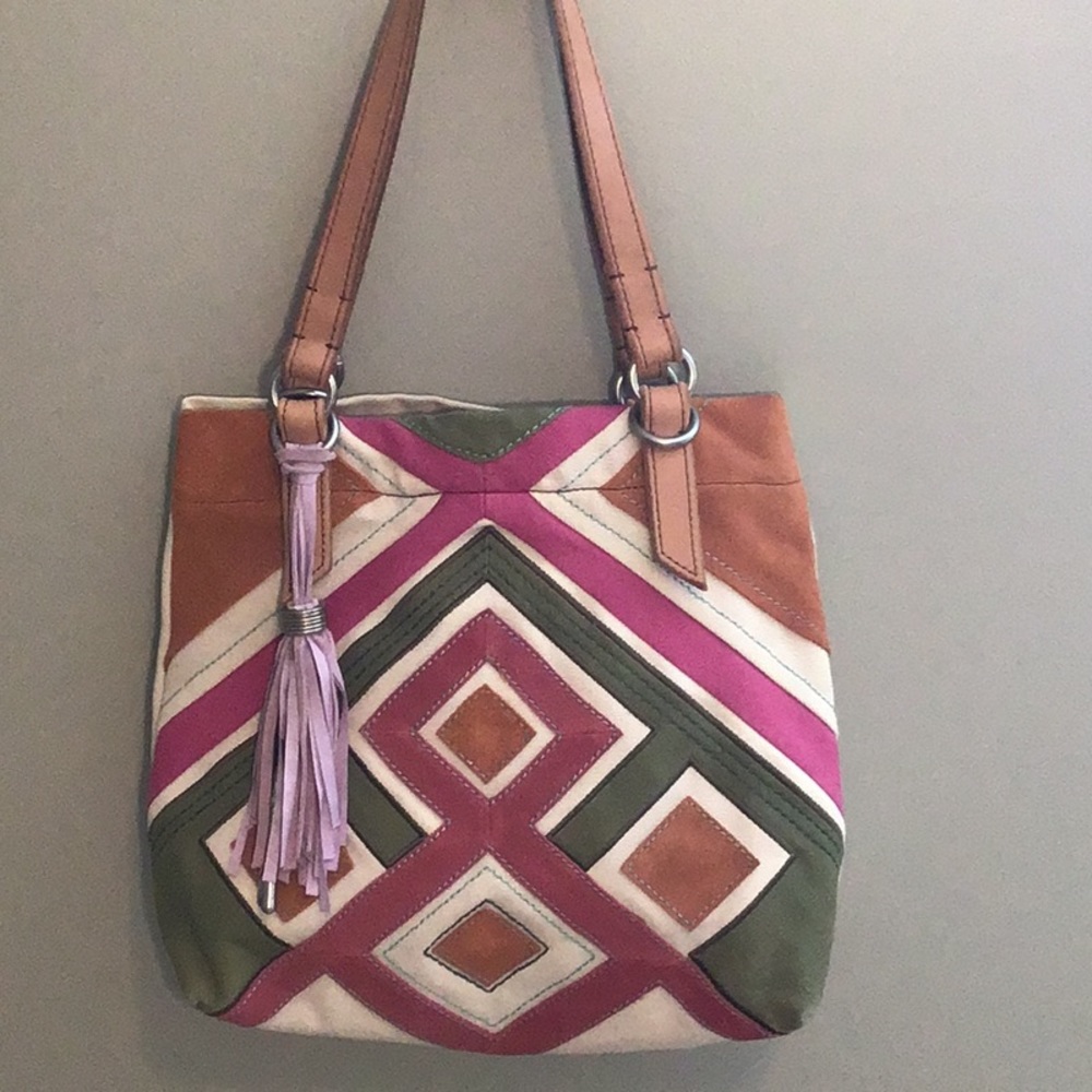 FOSSIL suede tote bag